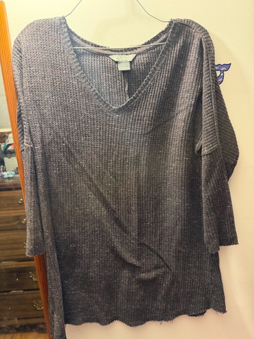 Natural Reflections Charcoal Ribbed V-Neck Tunic